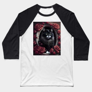 Cat with Roses - Modern digital art Baseball T-Shirt